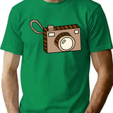 Brown Camera Illustration A Cute Retro Image For Photography Lovers. T-Shirt - Green