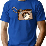 Brown Camera Illustration A Cute Retro Image For Photography Lovers. T-Shirt - Blue
