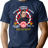 Bsg 75 Admiral William Husker Adama T-Shirt for Men & Women, T-Shirts Graphic Tee - Navy