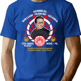 Bsg 75 Admiral William Husker Adama T-Shirt for Men & Women, T-Shirts Graphic Tee - Blue