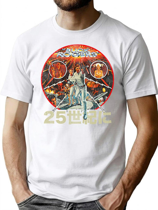 Buck Rogers Japanese Poster Worn Dks T-Shirt for Men & Women, T-Shirts Graphic Tee - White