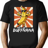 Buffnana Vintage Banana Design T-Shirt - Retro Graphic Casual Tee - Black