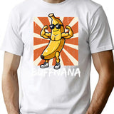 Buffnana Vintage Banana Design T-Shirt - Retro Graphic Casual Tee - White