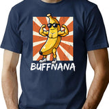 Buffnana Vintage Banana Design T-Shirt - Retro Graphic Casual Tee - Navy