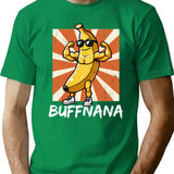 Buffnana Vintage Banana Design T-Shirt - Retro Graphic Casual Tee - Green