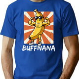 Buffnana Vintage Banana Design T-Shirt - Retro Graphic Casual Tee - Blue