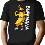 Buffnana Vintage Funny Banana Design T-Shirt - Retro Graphic Casual Tee - Black