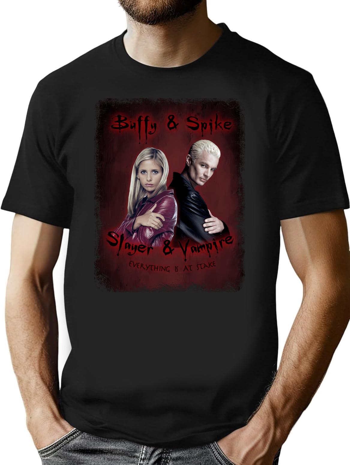 Buffy Spike Vintage Look T-Shirt - Retro Graphic Casual Tee - Black