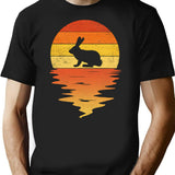 Bunny 70s Sunset Rabbit Retro T-Shirt - Black