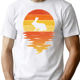 Bunny 70s Sunset Rabbit Retro T-Shirt - White