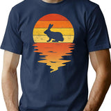 Bunny 70s Sunset Rabbit Retro T-Shirt - Navy