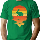 Bunny 70s Sunset Rabbit Retro T-Shirt - Green