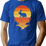 Bunny 70s Sunset Rabbit Retro T-Shirt - Blue