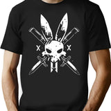 Bunny Ninja Cross Bones T-Shirt - Retro Graphic Tee for Men & Women - Black
