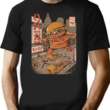 Burgerzilla - Black T-Shirt - Retro Graphic Tee for Men & Women - Black