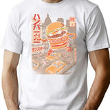 Burgerzilla - Black T-Shirt - Retro Graphic Tee for Men & Women - White