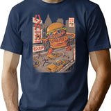 Burgerzilla - Black T-Shirt - Retro Graphic Tee for Men & Women - Navy