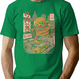 Burgerzilla - Black T-Shirt - Retro Graphic Tee for Men & Women - Green
