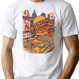 Burgerzilla T-Shirt - Retro Graphic Tee for Men & Women - White