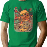 Burgerzilla T-Shirt - Retro Graphic Tee for Men & Women - Green