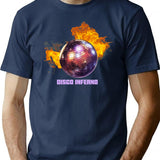 Burn Baby Burn Disco Inferno T-Shirt - Retro Graphic Tee for Men & Women - Navy
