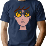 Burn T-Shirt - Retro Graphic Tee for Men & Women - Navy