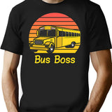 Bus Boss - School Bus T-Shirt - Retro Graphic Tee for Men & Women - Black