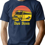 Bus Boss - School Bus T-Shirt - Retro Graphic Tee for Men & Women - Navy
