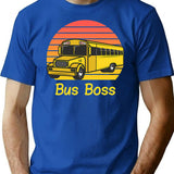 Bus Boss - School Bus T-Shirt - Retro Graphic Tee for Men & Women - Blue