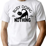 Busy Doing Nothing T-Shirt - Retro Graphic Tee for Men & Women - White