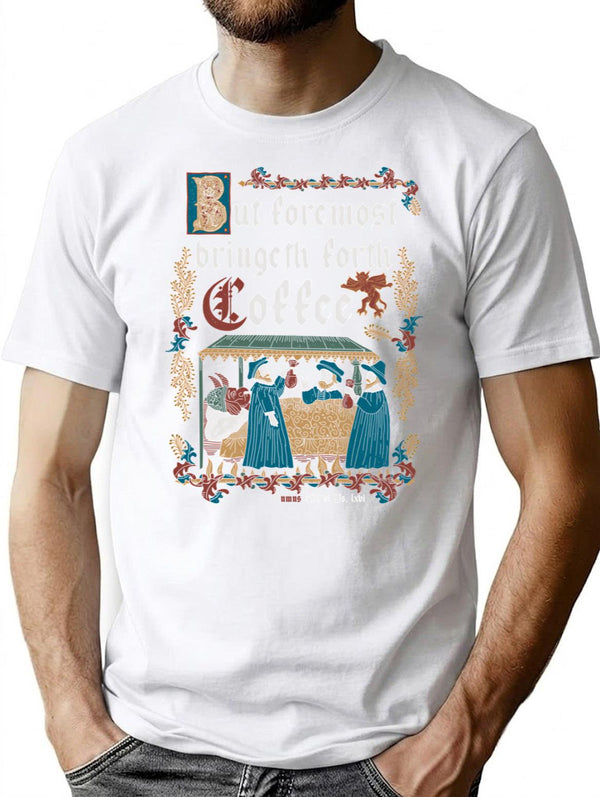 But First Coffee Medieval Style - Funny Retro Vintage English History (1) T-Shirt for Men & Women, T-Shirts Graphic Tee - White
