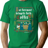 But First Coffee Medieval Style - Funny Retro Vintage English History (1) T-Shirt - Green