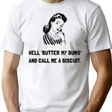 Butter My Buns T-Shirt - Retro Graphic Tee for Men & Women - White