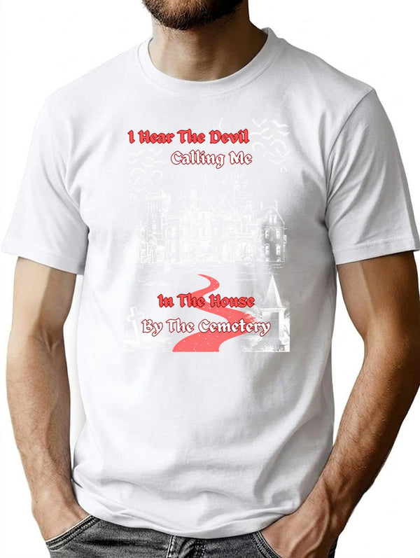 By The Cemetery T-Shirt for Men & Women, T-Shirts Graphic Tee - White