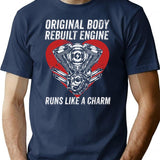Cabg Operation Survivor Gifts Original Body Rebuilt Engine Runs Like A Charm Funny Inspirational Open Heart Surgery Supportive Present T-Shirt - Navy
