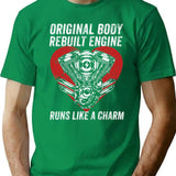 Cabg Operation Survivor Gifts Original Body Rebuilt Engine Runs Like A Charm Funny Inspirational Open Heart Surgery Supportive Present T-Shirt - Green