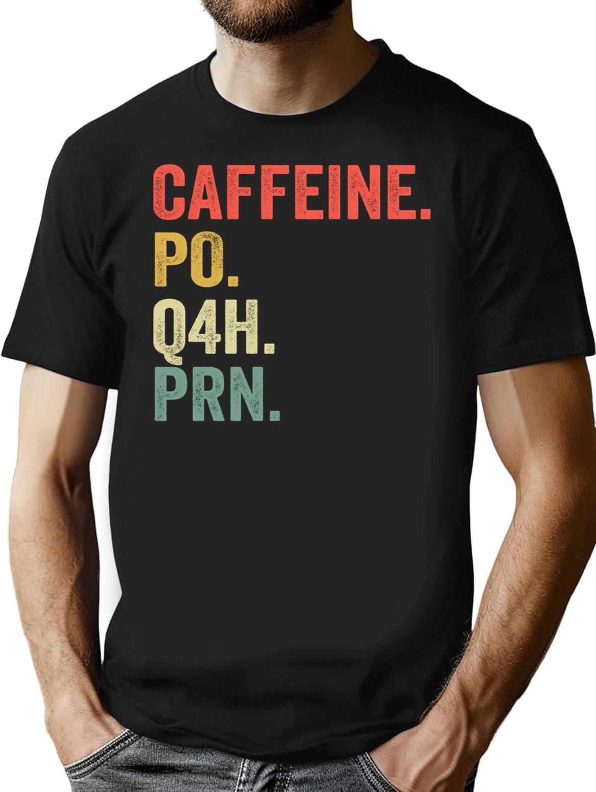 Caffeine Po Q4h Prn Funny Nurse Nursing Vintage T-Shirt - Black