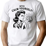 Calm Yourself Nervous System T-Shirt - Retro Graphic Tee for Men & Women - White