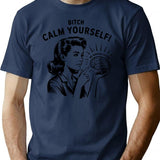 Calm Yourself Nervous System T-Shirt - Retro Graphic Tee for Men & Women - Navy