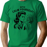 Calm Yourself Nervous System T-Shirt - Retro Graphic Tee for Men & Women - Green