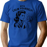 Calm Yourself Nervous System T-Shirt - Retro Graphic Tee for Men & Women - Blue