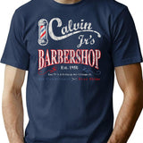 Calvin Jrs Barbershop T-Shirt for Men & Women, T-Shirts Graphic Tee - Navy