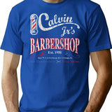 Calvin Jrs Barbershop T-Shirt for Men & Women, T-Shirts Graphic Tee - Blue