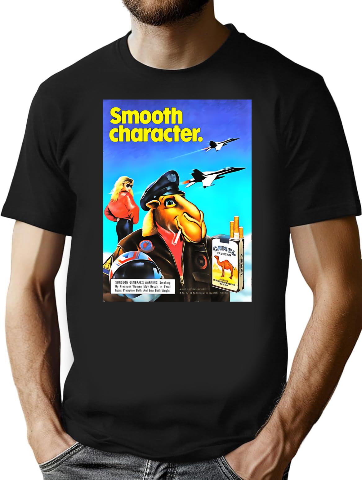 Camel Smooth Character Long T-Shirt - Retro Graphic Tee for Men & Women - Black