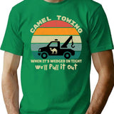 Camel Towing Retro Adult Humor Saying Funny Halloween T-Shirt - Green
