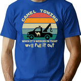 Camel Towing Retro Adult Humor Saying Funny Halloween T-Shirt - Blue