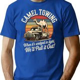 Camel Towing Retro Adult Humor Vintage Halloween Candy T-Shirt - Blue
