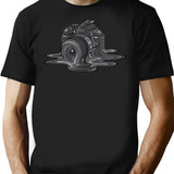 Camera Melt T-Shirt - Retro Graphic Tee for Men & Women - Black
