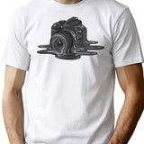Camera Melt T-Shirt - Retro Graphic Tee for Men & Women - White