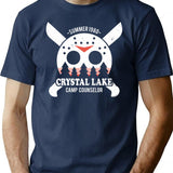 Camp Crystal Lake Counselor T-Shirt - Retro Graphic Tee for Men & Women - Navy